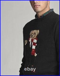 POLO RALPH LAUREN Mens COCOA POLO BEAR LIMITED EDITION Black HOLIDAY Sweater- M