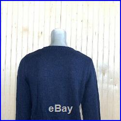 POLO Ralph Lauren Women Medium Sweater Iconic Teddy Bear Toggle Navy Blue Knit