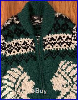 PRE-OWNED RRL Ralph Lauren Indian Head Hand Knit Wool Cardigan Sweater Men's M