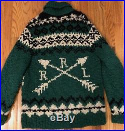 PRE-OWNED RRL Ralph Lauren Indian Head Hand Knit Wool Cardigan Sweater Men's M