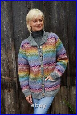 Pachamama Hand Knitted 100% Wool Cardigan- San Clemente, Grey BNWT
