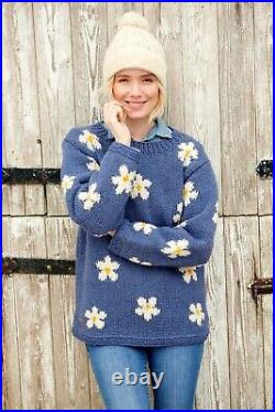 Pachamama Hand Knitted 100% Wool Jumper Sweater Flower Power BNWT