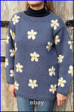 Pachamama Hand Knitted 100% Wool Jumper Sweater Flower Power BNWT