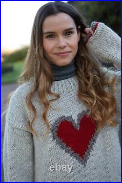 Pachamama Heart Sweater, 100% Wool, Hand Knitted, Fair Trade Sourced