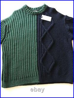Paul Smith Men's Merino Wool Crew Neck Cable Knit Ribbed Jumper Sweater Med. Nwt