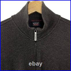 Paul and Shark Bretagne Grey Zip Up Logo Wool Sweater Jumper Medium M PTP 22.25