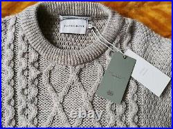 Peregrine Cable Knit 100% Wool Jumper Grey Medium M Made in England Sweater