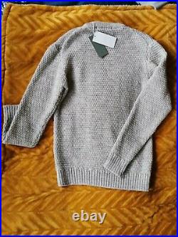 Peregrine Cable Knit 100% Wool Jumper Grey Medium M Made in England Sweater