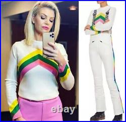 Perfect Moment Chevron Colorblock Merino Wool Crewneck Sweater Jumper Medium i15