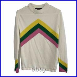 Perfect Moment Chevron Colorblock Merino Wool Crewneck Sweater Jumper Medium i15