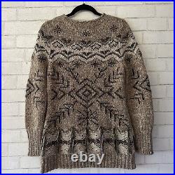 Peruvian Connection Sweater Tunic Size Medium M Alpaca Wool Brown Fair Isle Soft