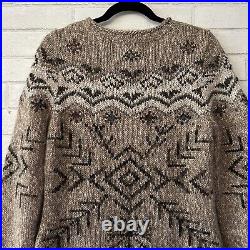 Peruvian Connection Sweater Tunic Size Medium M Alpaca Wool Brown Fair Isle Soft