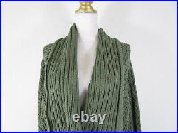 Peruvian Connection Womens Green Chunky Braided Knit Cardigan Sweater Size M