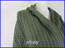 Peruvian Connection Womens Green Chunky Braided Knit Cardigan Sweater Size M
