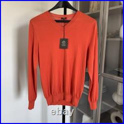 Peserico Orange Cotton Knit V-Neck Long Sleeve Lightweight LS Sweater Medium NEW