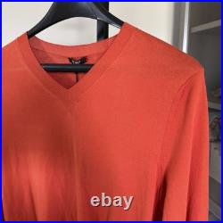 Peserico Orange Cotton Knit V-Neck Long Sleeve Lightweight LS Sweater Medium NEW