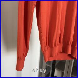 Peserico Orange Cotton Knit V-Neck Long Sleeve Lightweight LS Sweater Medium NEW