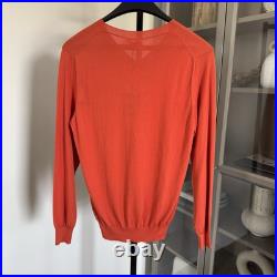Peserico Orange Cotton Knit V-Neck Long Sleeve Lightweight LS Sweater Medium NEW