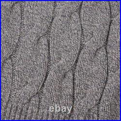 Peserico Slim-Fit Thick Plush Gray Marled Cable Knit Alpaca Sweater M NWT