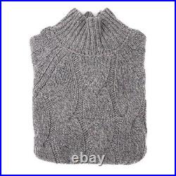 Peserico Slim-Fit Thick Plush Gray Marled Cable Knit Alpaca Sweater M NWT