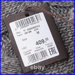 Peserico Slim-Fit Thick Plush Gray Marled Cable Knit Alpaca Sweater M NWT