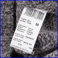 Peserico Slim-Fit Thick Plush Gray Marled Cable Knit Alpaca Sweater M NWT