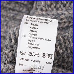 Peserico Slim-Fit Thick Plush Gray Marled Cable Knit Alpaca Sweater M NWT