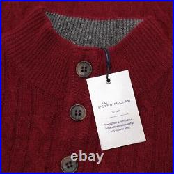 Peter Millar NWT Cable Knit Henley Sweater Size M in Red Wool/Yak/Cashmere