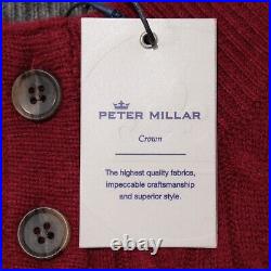 Peter Millar NWT Cable Knit Henley Sweater Size M in Red Wool/Yak/Cashmere