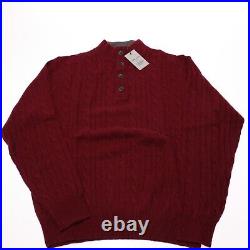 Peter Millar NWT Cable Knit Henley Sweater Size M in Red Wool/Yak/Cashmere