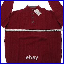 Peter Millar NWT Cable Knit Henley Sweater Size M in Red Wool/Yak/Cashmere