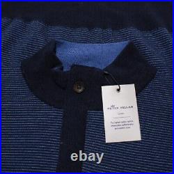 Peter Millar NWT Crown Pullover Sweater Size M in Blue Stripes 100% Merino Wool