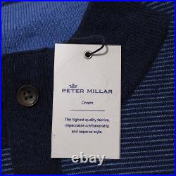 Peter Millar NWT Crown Pullover Sweater Size M in Blue Stripes 100% Merino Wool