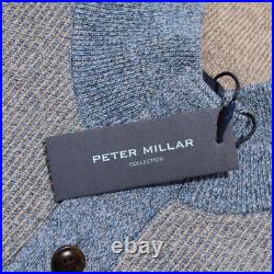 Peter Millar NWT Pullover Henley Sweater Size M in Blue & Gray 100% Wool