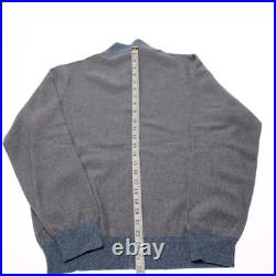 Peter Millar NWT Pullover Henley Sweater Size M in Blue & Gray 100% Wool