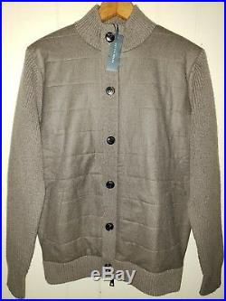 Peter Millar Wool Cashmere Sweater Jacket with Suede Trim Mens Medium NWT $698