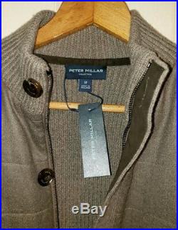 Peter Millar Wool Cashmere Sweater Jacket with Suede Trim Mens Medium NWT $698