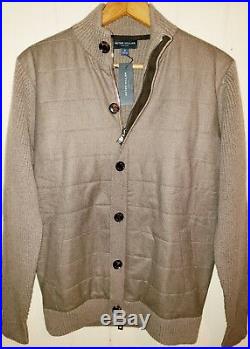 Peter Millar Wool Cashmere Sweater Jacket with Suede Trim Mens Medium NWT $698