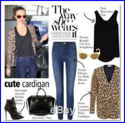 Petra's Saint Laurent Pilatti Leopard Knit Dressy Cardigan Sweater Med NWT