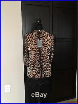 Petra's Saint Laurent Pilatti Leopard Knit Dressy Cardigan Sweater Med NWT