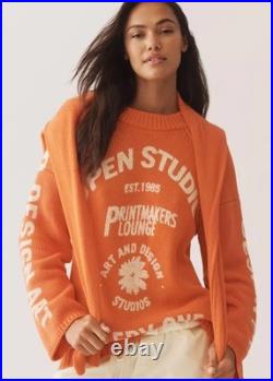 Pilcro Graphic Crew Neck Sweater NWT Sz M Orange
