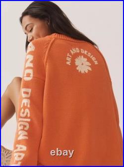 Pilcro Graphic Crew Neck Sweater NWT Sz M Orange