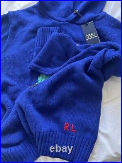 Polo Bear By Ralph Lauren Hoodie Mens midium classic Blue Hooded Jumper Sweater