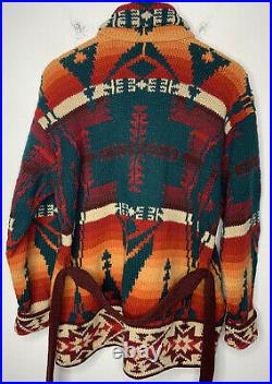 Polo Country Ralph Lauren Southwestern Sweater Peacoat Aztec RRL Beacon VTG Belt