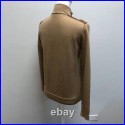 Polo Golf Ralph Lauren Leather Wool Sweater Jumper Womens Medium Beige Full Zip