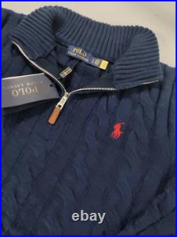 Polo RL Men's Cotton Knit Sweater Quarter Zip Long Sleeve Size M Polo RL Men's Cotton Knit Sweater Quarter Zip Long Sleeve Size M