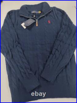 Polo RL Men's Cotton Knit Sweater Quarter Zip Long Sleeve Size M