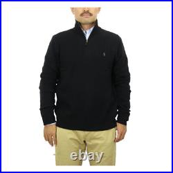 Polo Ralph Lauren 1/4 Zip Solid Wool Cashmere Blend Sweater with Pony Black