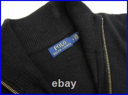 Polo Ralph Lauren 1/4 Zip Solid Wool Cashmere Blend Sweater with Pony Black