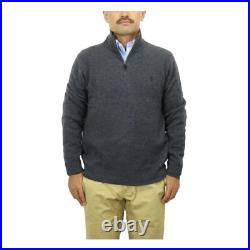 Polo Ralph Lauren 1/4 Zip Solid Wool Cashmere Blend Sweater with Pony Grey